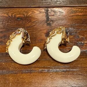 Inna Citrine Vintage Ivory Lucite Clip Earrings